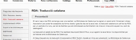 Publicada la traducció catalana de les RDA