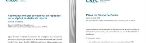 Publicats els documents “Plans de Gestió de Dades" i "Recomanacions per seleccionar un repositori per al dipòsit de dades de recerca”
