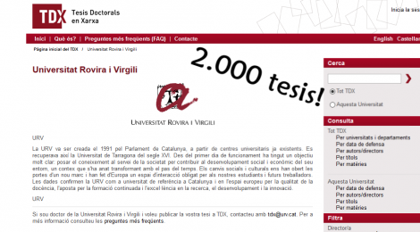 La URV incorpora la seva tesi 2.000 al repositori TDX