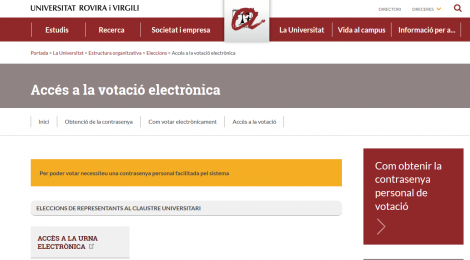 La URV usa el servei de votació electrònica del CSUC per a les seves eleccions al Claustre