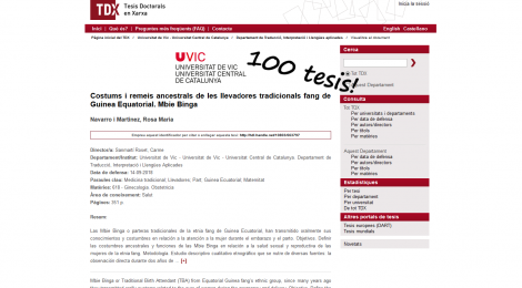 100 tesis de la Universitat de Vic-Universitat Central de Catalunya a TDX