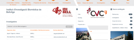 El CVC i l'IDIBELL inclouen la seva informació científica al Portal de la Recerca de Catalunya