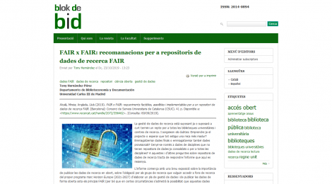 FAIR x FAIR: recomanacions per a repositoris de dades de recerca FAIR