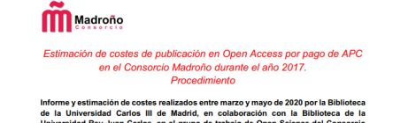 Estimació dels costos de les APC per les universitats del Consorcio Madroño